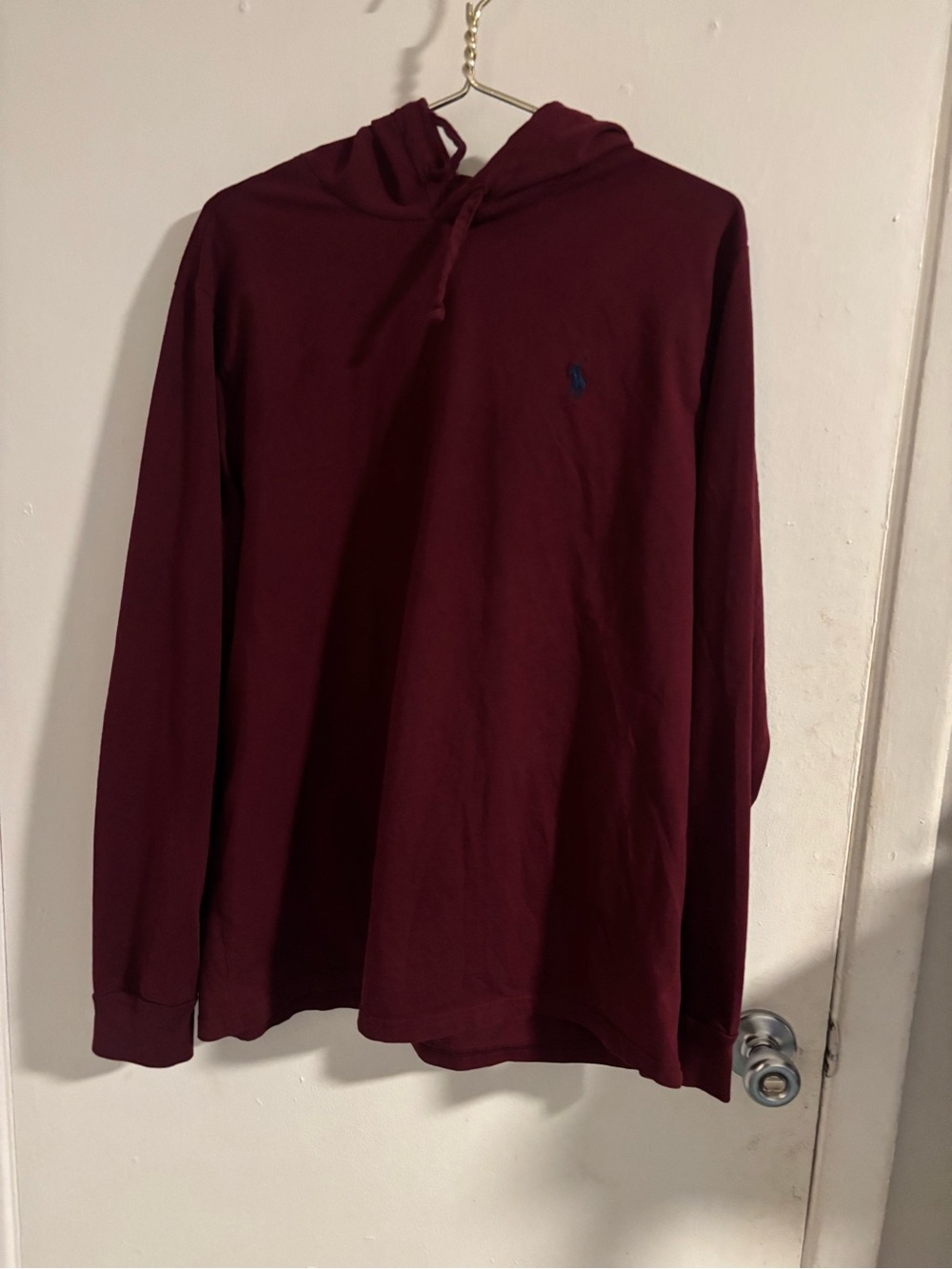 Polo Ralph Lauren Men’s Large Burgundy Lightweight Jersey Hoodie Pony